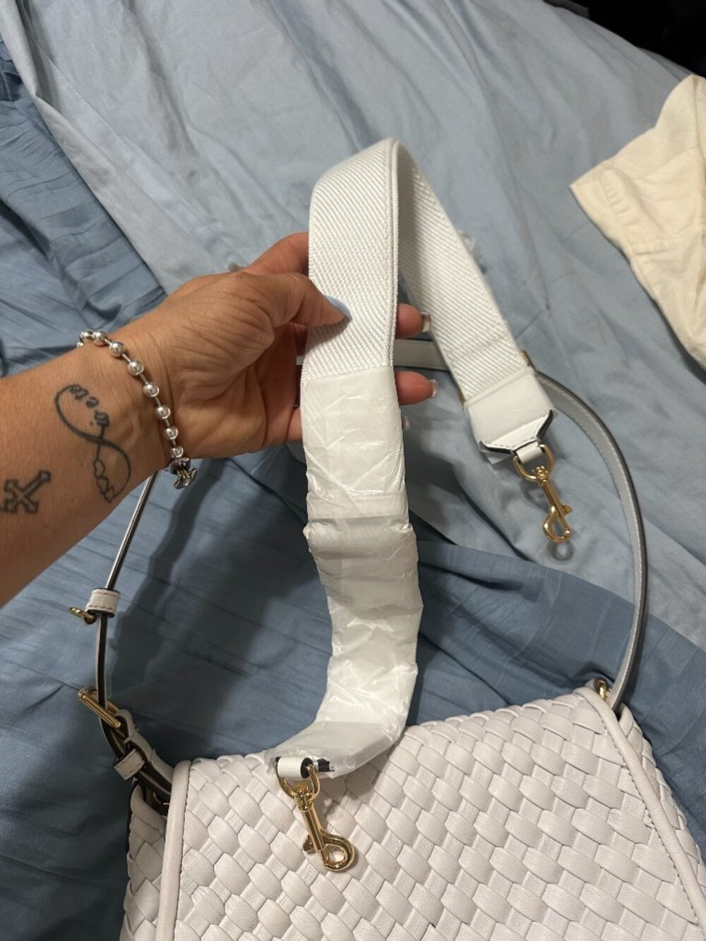 Tory Burch Thea Woven Leather Flap Crossbody- New - Picture 5 of 6